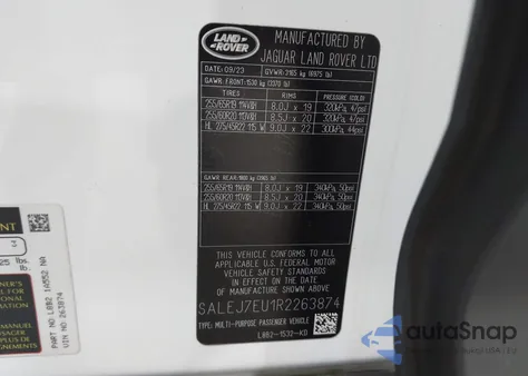 2024 Land Rover Defender 110 P400 S from USA, damaged, VIN SALEJ7EU1R2263874